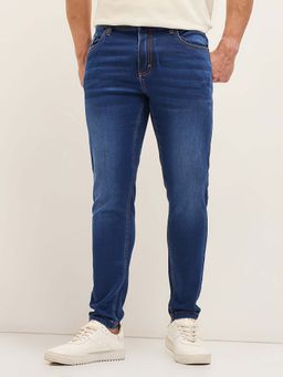 The Bear House - Blue Solid Skinny Fit Jeans