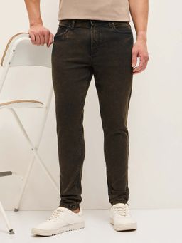 The Bear House - Brown Solid Skinny Fit Jeans