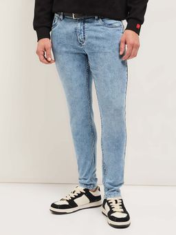 The Bear House - Blue Solid Skinny Fit Jeans