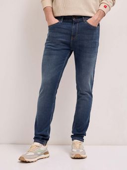 The Bear House - Blue Solid Slim Fit Jeans
