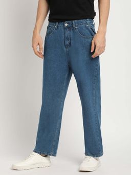 The Bear House - Blue Solid Relaxed Fit Jeans