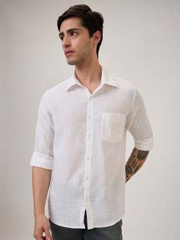 Spykar - White Solid Slim Fit Shirt