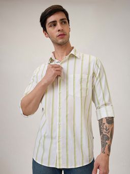 Spykar - Green Stripes Slim Fit Shirt