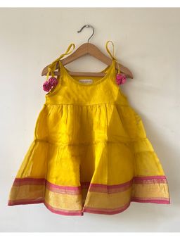 Love the world today - Basant Yellow Infant Tiered Handwoven Cotton Silk Dress