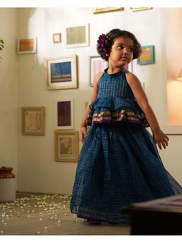 Love the world today - Aparajita Lehenga With Choli In Blue Gold Checks