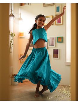 Love the world today - Nilima Lehenga With Choli In Teal