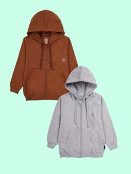 KiddoPanti - Solid Unisex Multi-Color Hoodies (Pack Of 2)