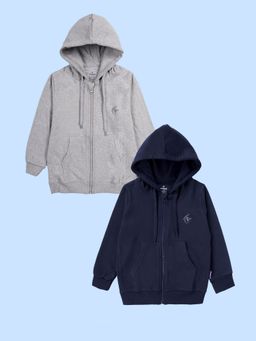 KiddoPanti - Unisex Multi-Color Solid Hoodies (Pack Of 2)