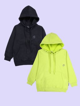 KiddoPanti - Multi-Color Unisex Solid Hoodies (Pack Of 2)