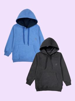 KiddoPanti - Unisex Multi-Color Solid Winter Hoodies (Pack Of 2)
