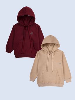 KiddoPanti - Multi-Color Unisex Solid Hoodies (Pack Of 2)