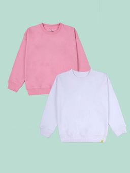 KiddoPanti - Boys Solid Fleece Multi-Color Round Neck Sweatshirt (Pack Of 2)