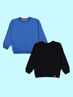 KiddoPanti - Boys Multi-Color Solid Fleece Sweatshirt (Pack Of 2)