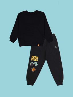 KiddoPanti - Boys Solid Fleece Sweatshirt And Joggers