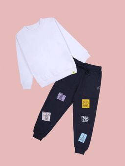 KiddoPanti - Boys Solid Fleece Multi-Color Sweatshirt And Joggers