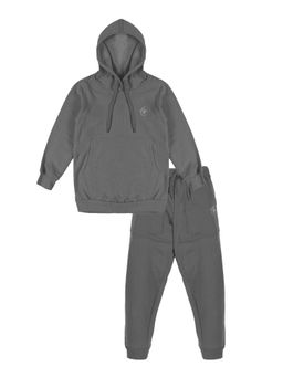 KiddoPanti - Boys Grey Solid Hoodie And Track Pant