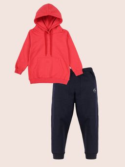 KiddoPanti - Boys Multi-Color Solid Hoodie And Track Pant