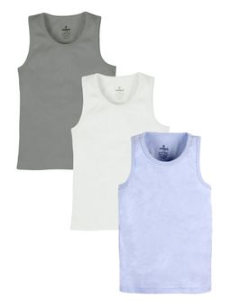 KiddoPanti - Boys Cotton Sleeveless Solid Rib Vests (Pack Of 3)