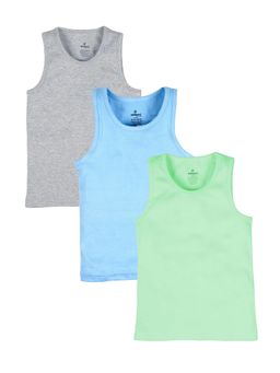 KiddoPanti - Boys Cotton Sleeveless Solid Rib Vests (Pack Of 3)