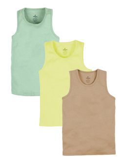 KiddoPanti - Boys Cotton Sleeveless Solid Rib Vests (Pack Of 3)