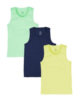 KiddoPanti - Boys Cotton Sleeveless Solid Rib Vests (Pack Of 3)