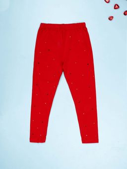 KiddoPanti - Girls Cotton Spandex Solid Leggings With Stones