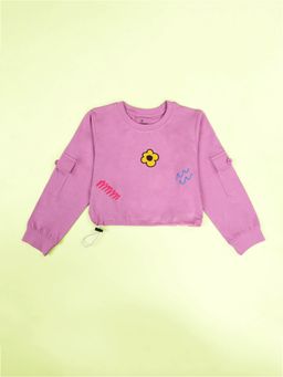 KiddoPanti - Girls Cotton Full Sleeve Crop Length Round Neck T-Shirt