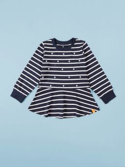 KiddoPanti - Girls Cotton Stripe Full Sleeve Round Neck Top
