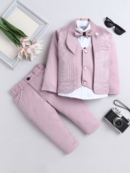 FOURFOLDS - Boys Pink Floral Blazer Shirt With Trouser And Bow