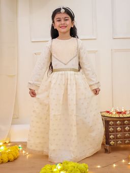KID1 - Off White Lakshmi Anarkali Gown