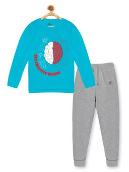 KiddoPanti - Boys Big Creative Brains Full Sleeve T-Shirt & Solid Trackpant