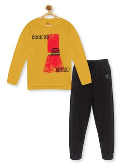 KiddoPanti - Boys Race Up Full Sleeve T-Shirt & Solid Trackpant