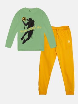 KiddoPanti - Boys Sports Man Ship Round Neck Tee & Trackpant