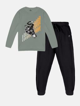 KiddoPanti - Boys Space Universe Round Neck Tee & Trackpant