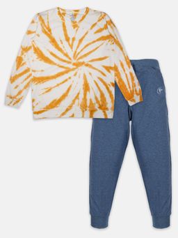 KiddoPanti - Boys Tie & Dye Full Sleeve T-Shirt with Trackpant