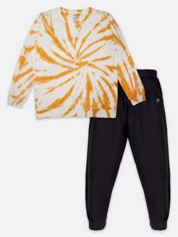 KiddoPanti - Boys Tie & Dye Full Sleeve T-Shirt with Trackpant