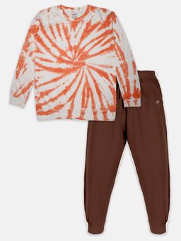 KiddoPanti - Boys Tie & Dye Full Sleeve T-Shirt with Trackpant