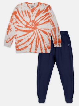 KiddoPanti - Boys Tie & Dye Full Sleeve T-Shirt with Trackpant