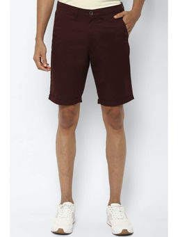 Allen Solly - Men Maroon Solid Slim Fit Shorts