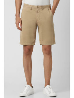 Peter England - Men Beige Solid Regular Fit Casual Shorts