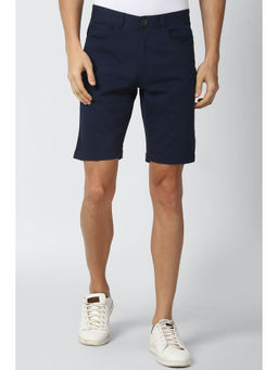 Peter England - Men Navy Solid Regular Fit Casual Shorts