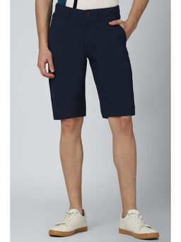Peter England - Men Navy Solid Regular Fit Casual Shorts