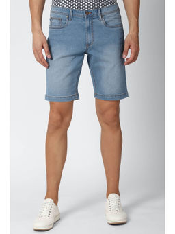 Peter England - Men Blue Solid Regular Fit Casual Shorts