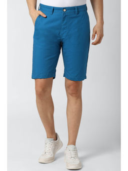 Peter England - Men Blue Solid Regular Fit Casual Shorts