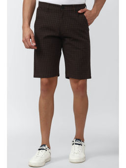 Peter England - Men Brown Check Regular Fit Casual Shorts