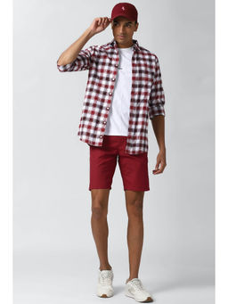 Peter England - Men Red Solid Regular Fit Casual Shorts