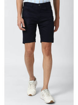 Peter England - Men Navy Solid Regular Fit Casual Shorts