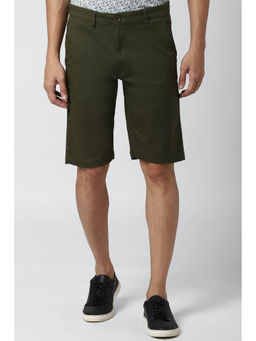Peter England - Men Olive Solid Regular Fit Casual Shorts