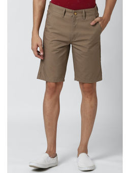 Peter England - Men Khaki Solid Regular Fit Casual Shorts