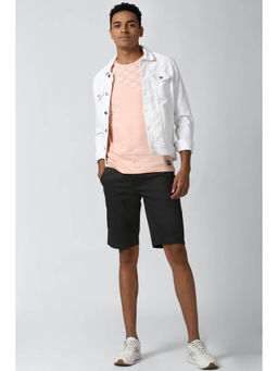 Peter England - Men Black Textured Regular Fit Casual Shorts